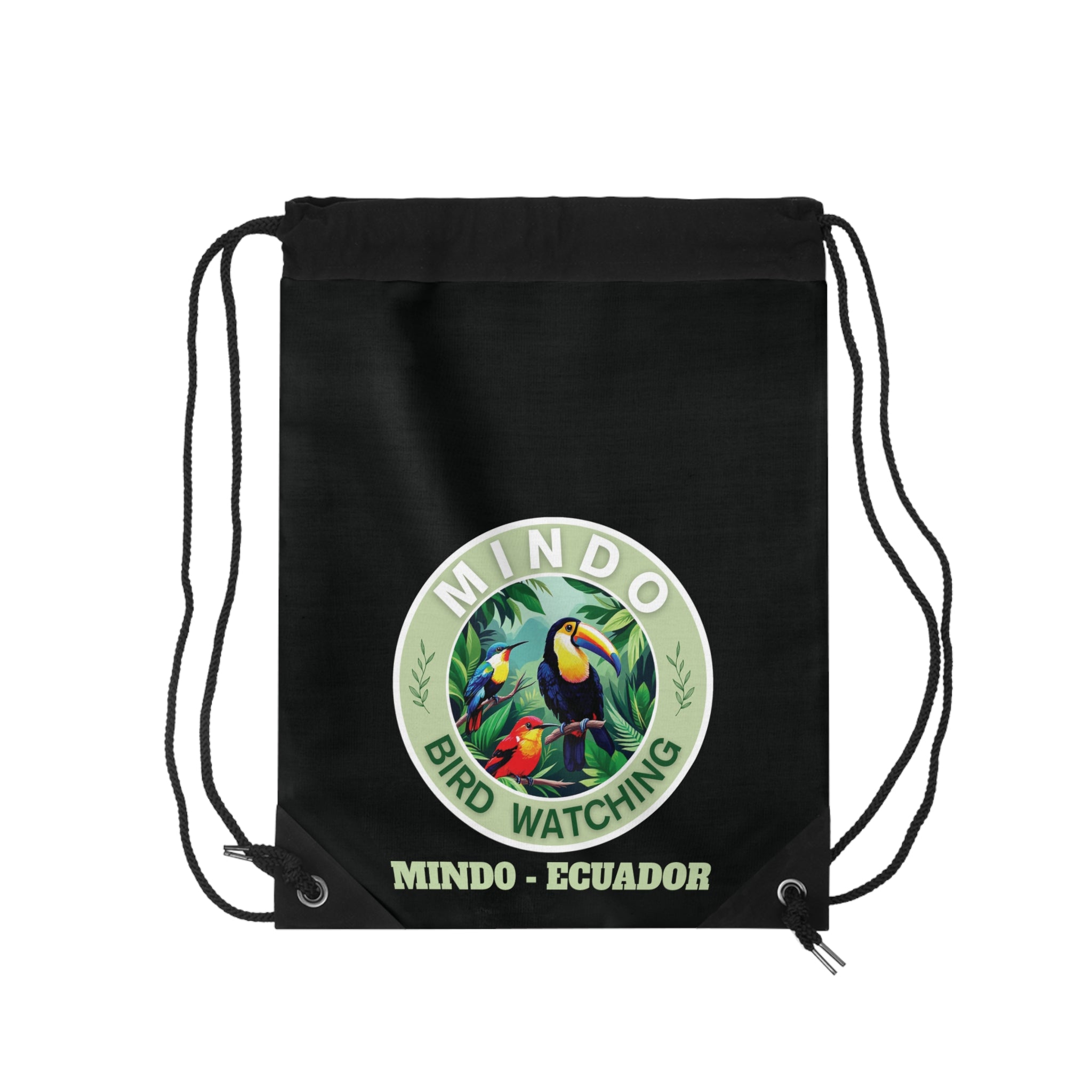 Mindo Bird Watching Drawstring Bag — Tropical Toucan Rainforest Emblem