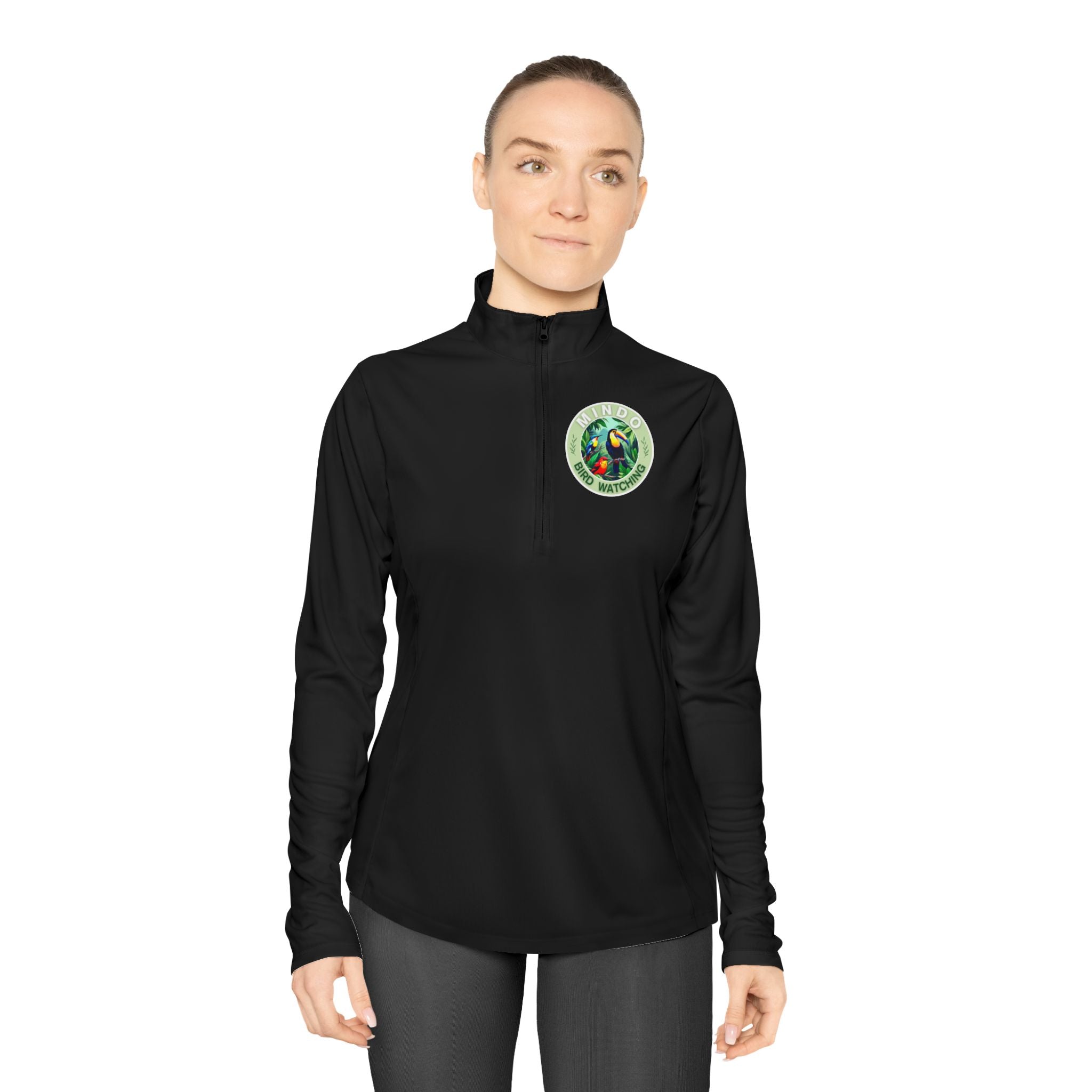 Ladies Quarter-Zip Pullover — Mindo Bird Watching Badge (Mindo, Ecuador)