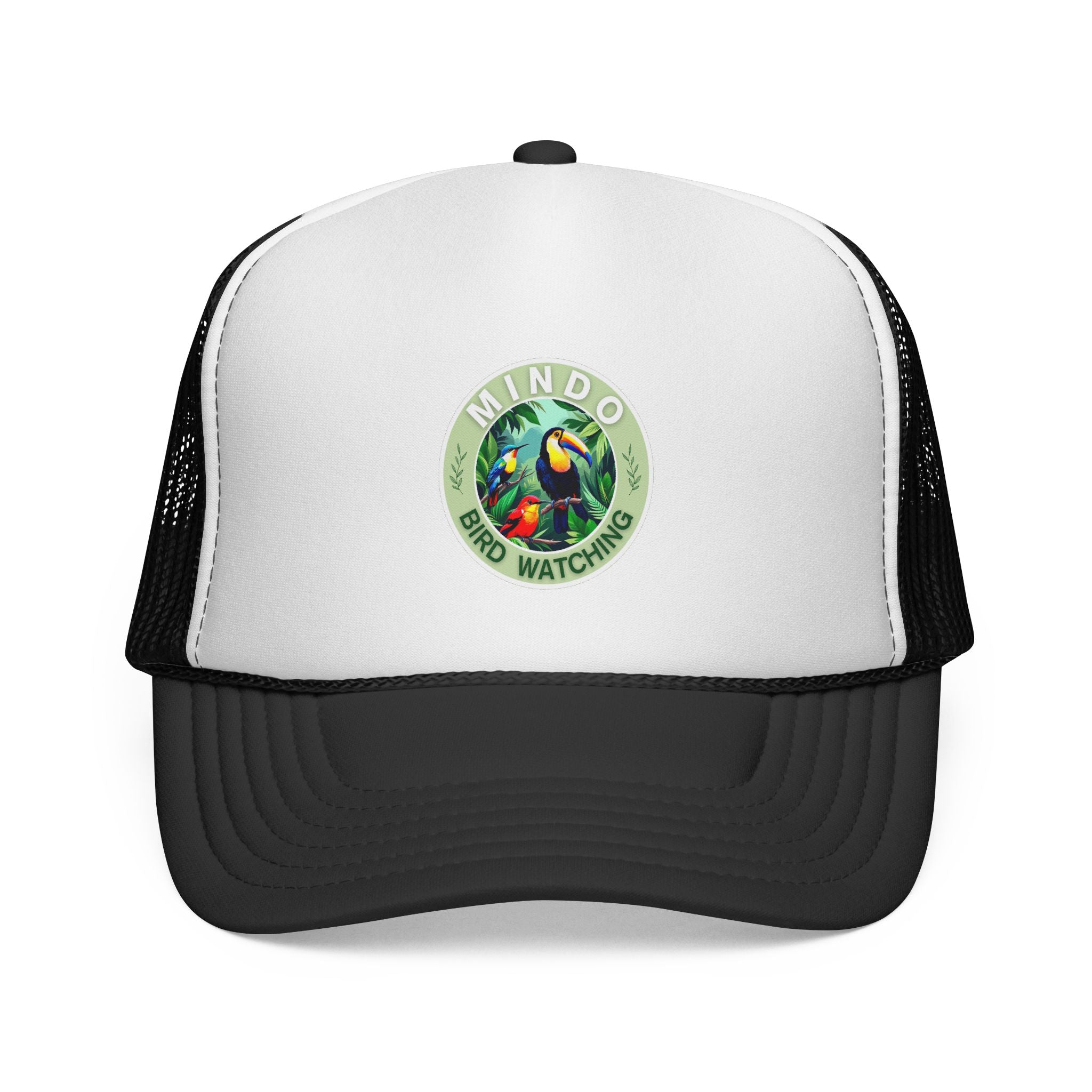 Mindo Bird Watching Trucker Cap — Tropical Toucan Patch Mesh Hat