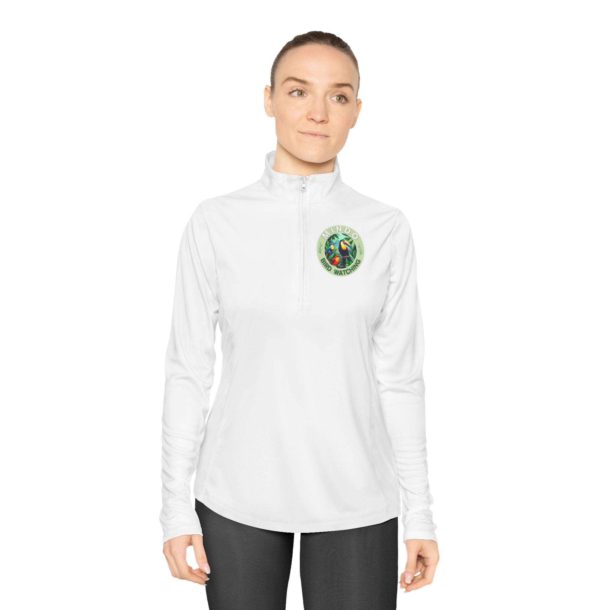 Ladies Quarter-Zip Pullover — Mindo Bird Watching Badge (Mindo, Ecuador)