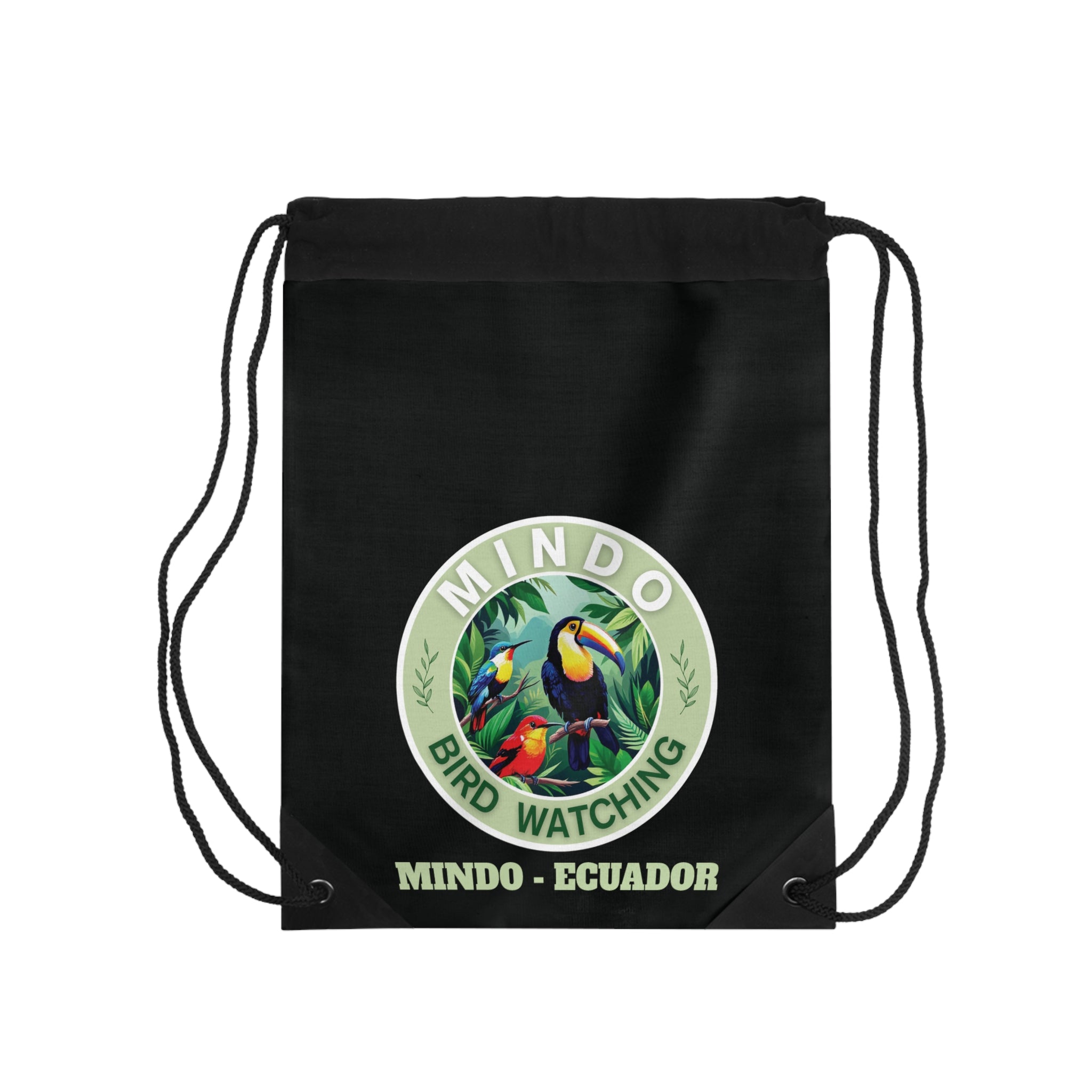 Mindo Bird Watching Drawstring Bag — Tropical Toucan Rainforest Emblem