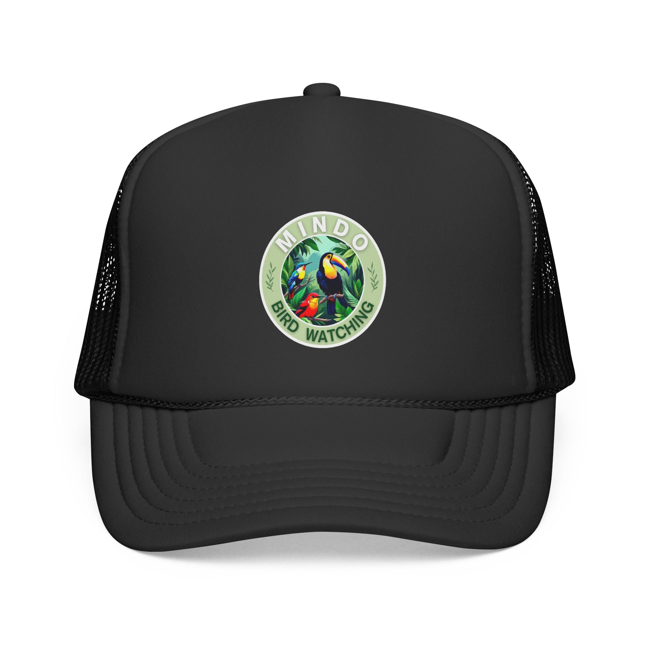 Mindo Bird Watching Trucker Cap — Tropical Toucan Patch Mesh Hat
