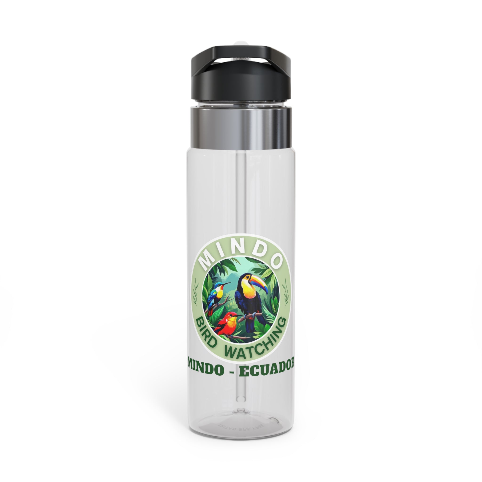 Mindo Bird Watching Water Bottle — 20oz Tritan Sport Bottle with Tropical Logo